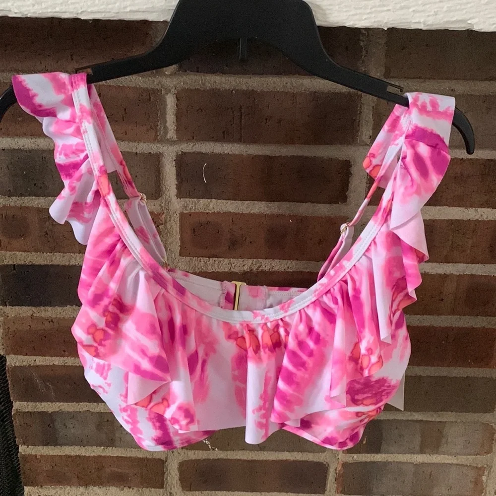 NWT Womens Plus Size, Breaking Waves, 2 Piece Swimsuit, 3X, Pink, High Waisted - Picture 2 of 11